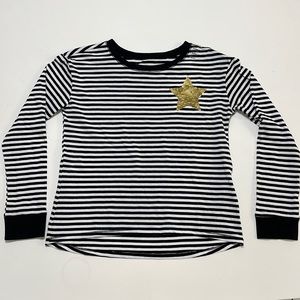 Justice girls black and white striped long sleeve shirt NWT